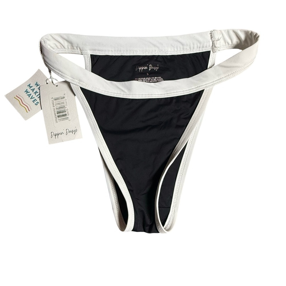 Dippin’ Daisy’s Black Bikini Bottoms White Trim S NWT
